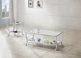 Saide 2-piece Glass Top Coffee and End Table Set Chrome | King | Silver | Chrome | 720338-S2