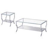 Saide 2-piece Glass Top Coffee and End Table Set Chrome | King | Silver | Chrome | 720338-S2