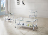 Saide 2-piece Glass Top Coffee and End Table Set Chrome