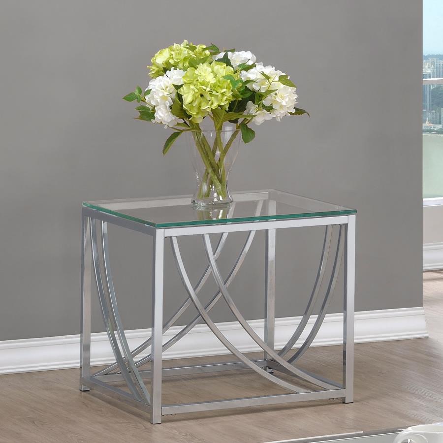 Lille Square Glass Top Side End Table Chrome | King | Silver | Chrome | 720497