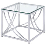 Lille Square Glass Top Side End Table Chrome | King | Silver | Chrome | 720497