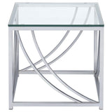 Lille Square Glass Top Side End Table Chrome | King | Silver | Chrome | 720497