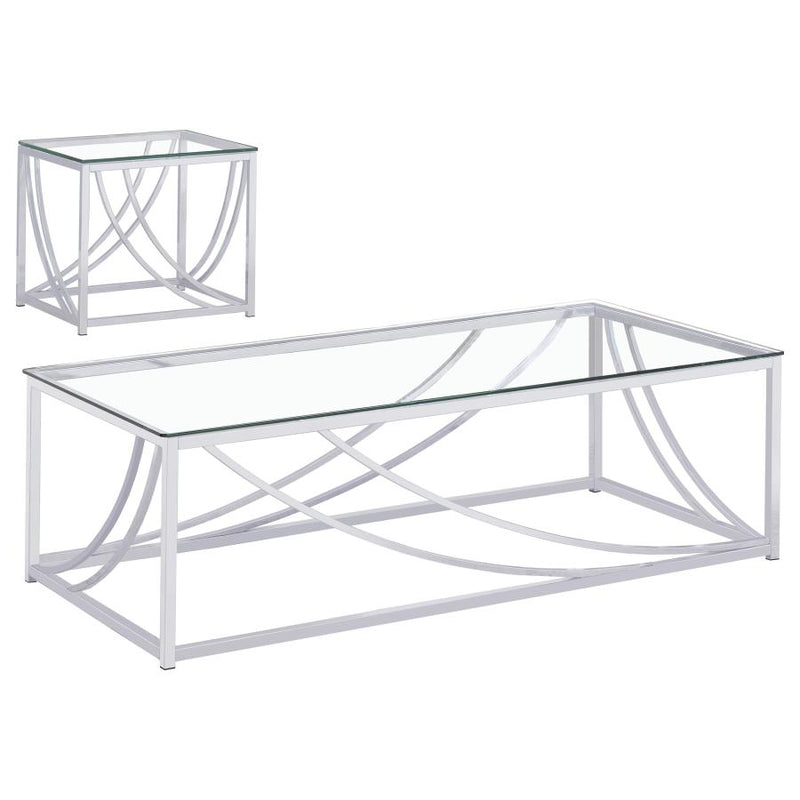 Lille 2-piece Glass Top Coffee And End Table Set Chrome