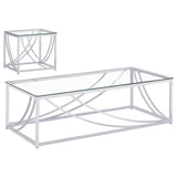 Lille 2-piece Glass Top Coffee And End Table Set Chrome | King | Silver | Chrome | 720498-S2
