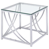 Lille 2-piece Glass Top Coffee And End Table Set Chrome | King | Silver | Chrome | 720498-S2