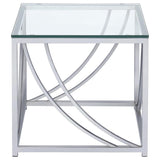 Lille 2-piece Glass Top Coffee And End Table Set Chrome | King | Silver | Chrome | 720498-S2