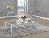 Lille 3-piece Glass Top Coffee And End Table Set Chrome | Silver | Chrome | 720498-S3