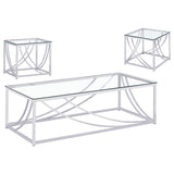 Lille 3-piece Glass Top Coffee And End Table Set Chrome | Silver | Chrome | 720498-S3