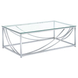 Lille Rectangular Glass Top Coffee Table Chrome | Full | Silver | Chrome | 720498