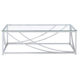Lille Rectangular Glass Top Coffee Table Chrome | Full | Silver | Chrome | 720498