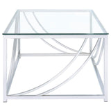 Lille Rectangular Glass Top Coffee Table Chrome | Full | Silver | Chrome | 720498