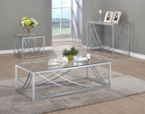 Lille Rectangular Glass Top Coffee Table Chrome | Full | Silver | Chrome | 720498