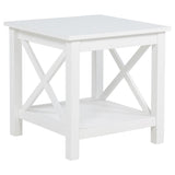 Skyview Square Pine Wood Side End Table with Shelf White | White | 722087