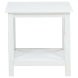 Skyview Square Pine Wood Side End Table with Shelf White | White | 722087