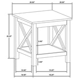 Skyview Square Pine Wood Side End Table with Shelf White | White | 722087
