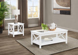 Skyview Square Pine Wood Side End Table with Shelf White | White | 722087
