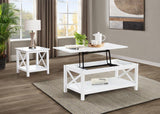 Skyview Square Pine Wood Side End Table with Shelf White | White | 722087