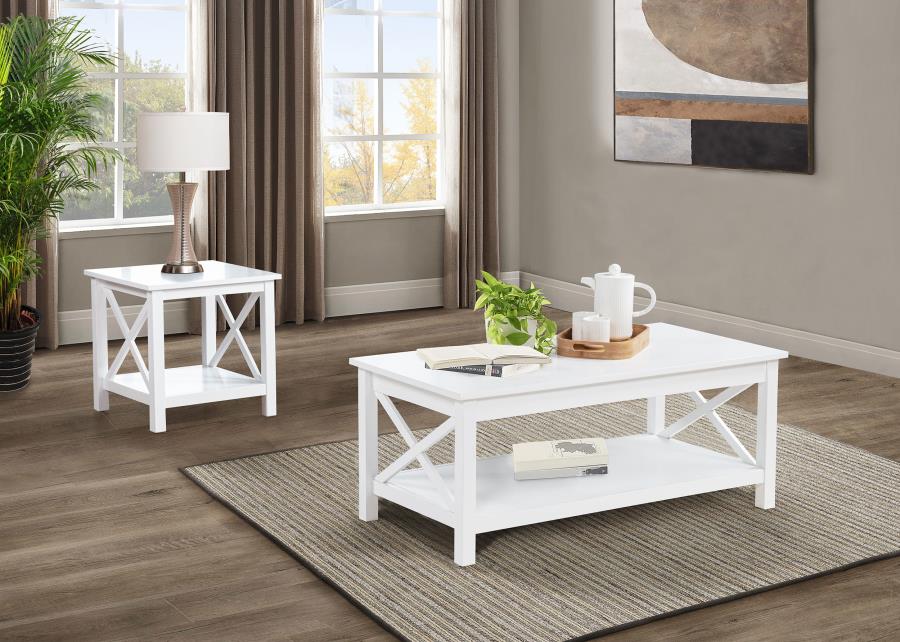 Skyview 2-piece Rectangular Lift Top Coffee Table Set White | White | 722088-S2