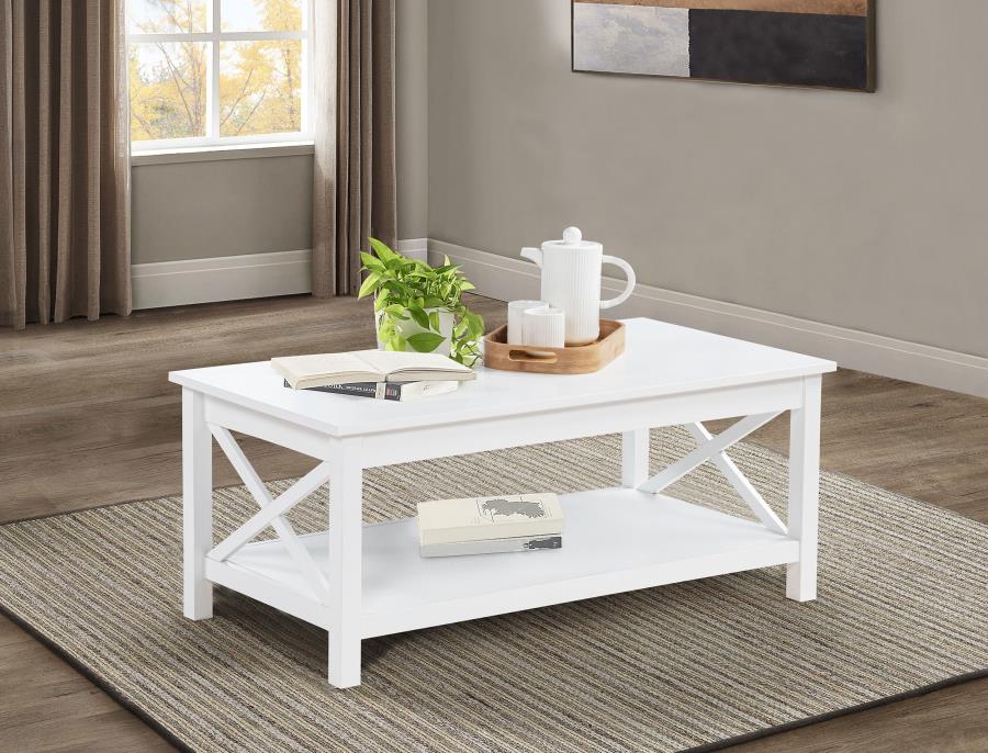 Skyview 44-inch Rectangular Lift Top Coffee Table White | White | 722088