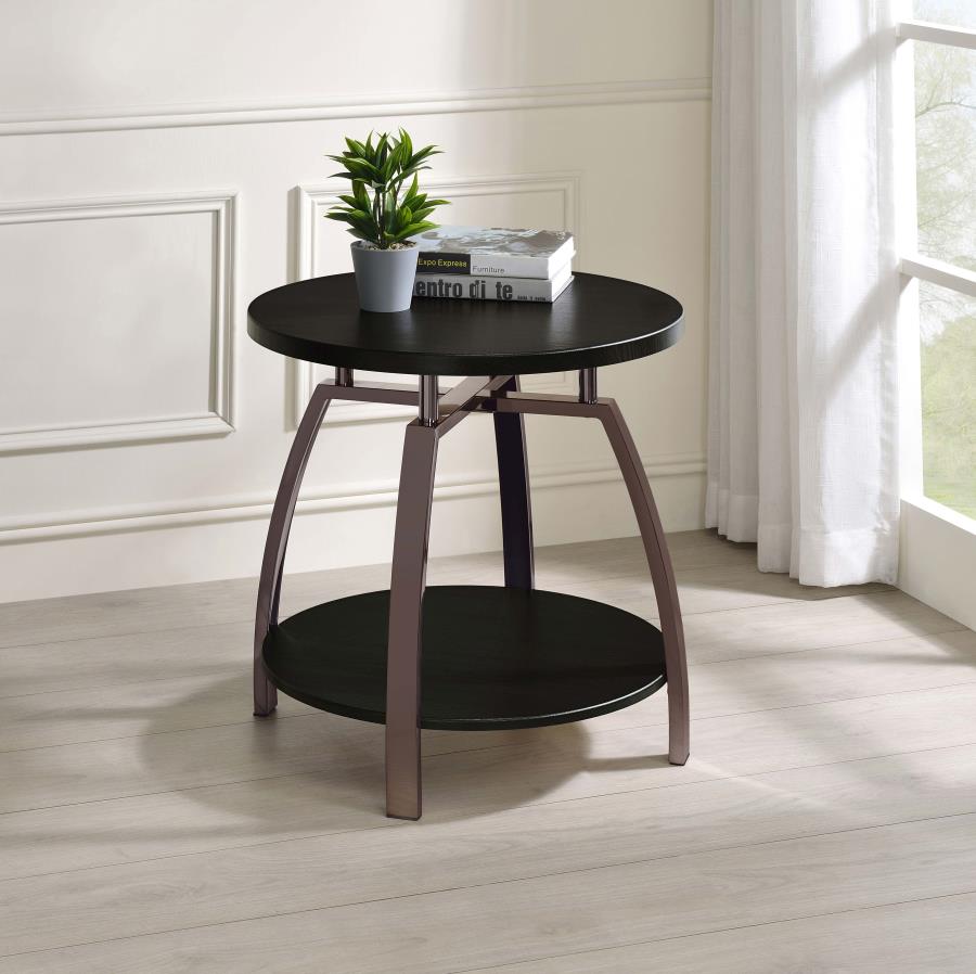 Dacre Round Engineered Wood Top Side End Table Dark Charcoal | Grey | Dark Charcoal | 722207