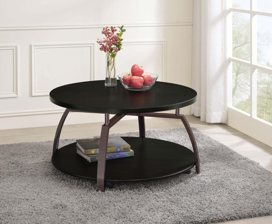 Dacre Round Engineered Wood Top Coffee Table Dark Charcoal | Black | Dark Charcoal | 722208