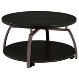 Dacre Round Engineered Wood Top Coffee Table Dark Charcoal | Black | Dark Charcoal | 722208