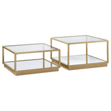Renee 2-piece Square Coffee Table Set Rose Brass | Gold | Rose Brass | 722660