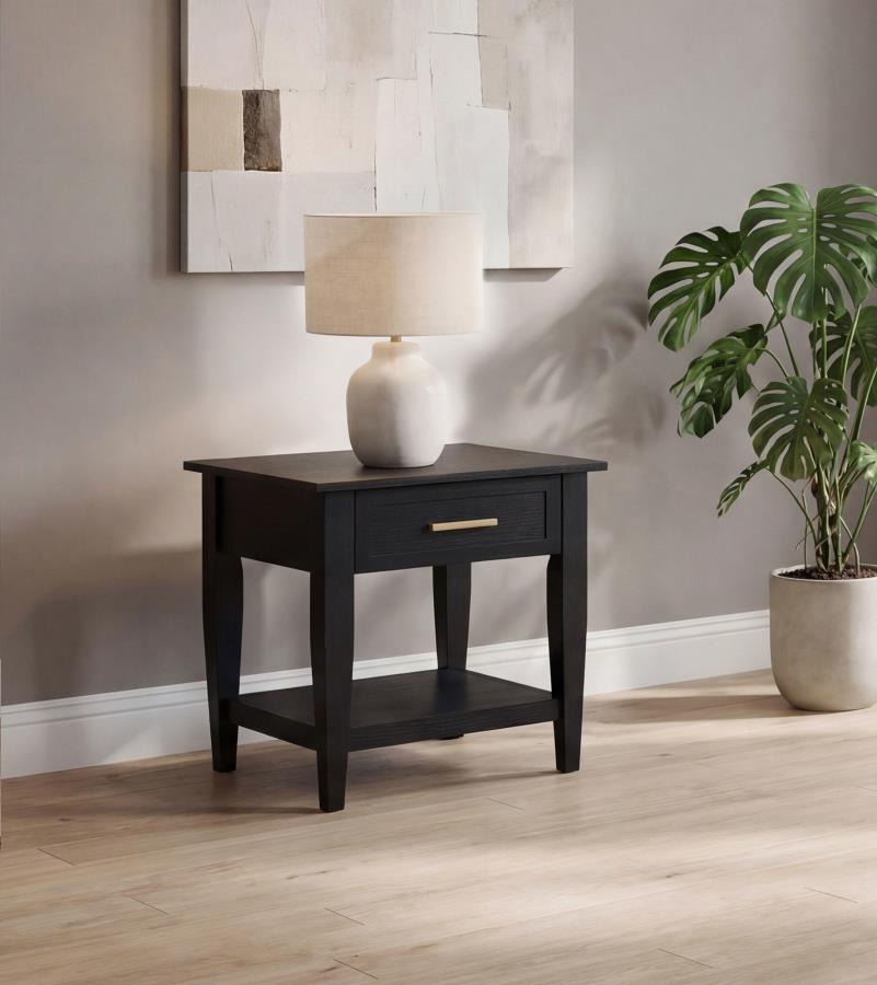 Lindenton 1-drawer Wood Occasional Side End Table Black | Black | 722727
