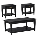 Lindenton 3-piece Wood Lift-Top Coffee and End Table Set Black | 3-piece | 722728-S3