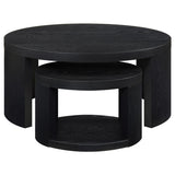 Sweeney 2-piece Round Wood Occasional Nesting Table Set Black | Black | 722820