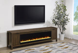 Carey 79-inch TV Stand Fireplace Media Console Dark Pine | Brown | Dark Pine | 722823