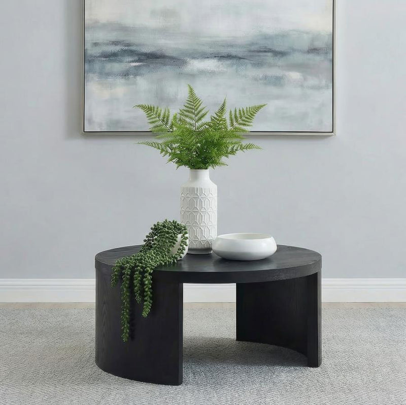Sweeney 39-inch Round Wood Occasional Cocktail Coffee Table Black