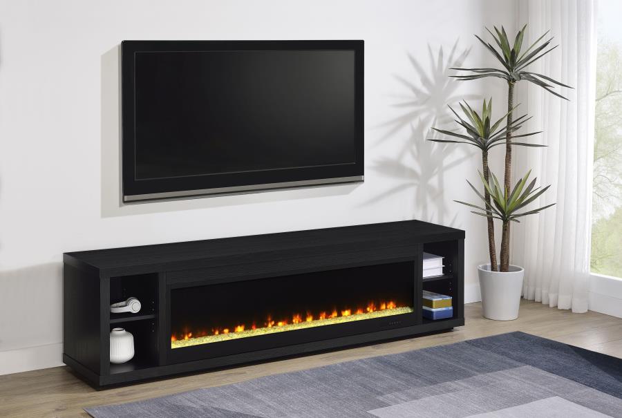 Deiter 79-inch TV Stand Fireplace Media Console Black | Black | 722833