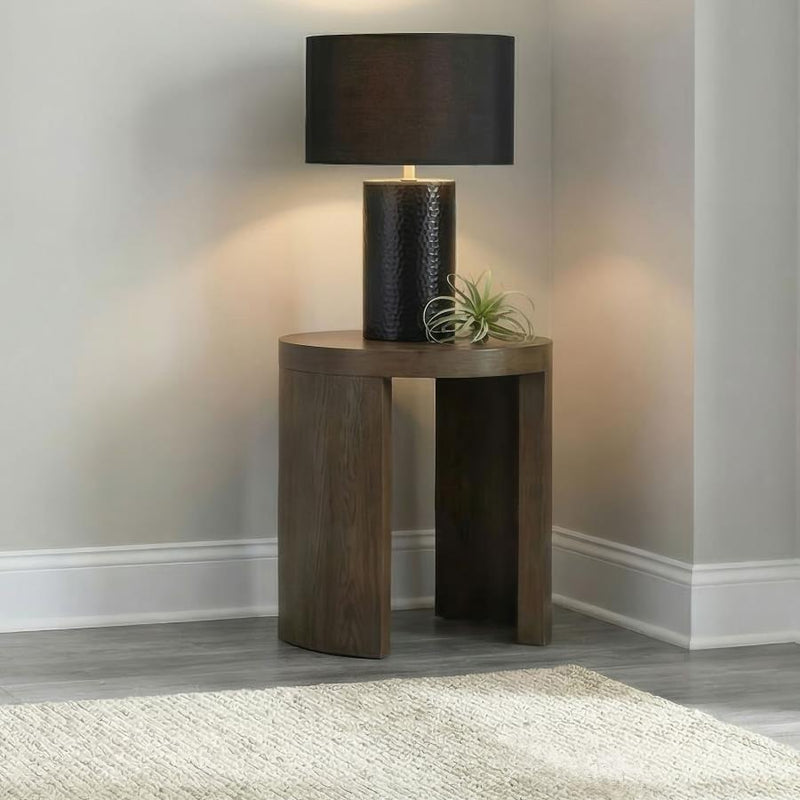 Sweeney 24-inch Round Wood Occasional Side End Table Dark Walnut