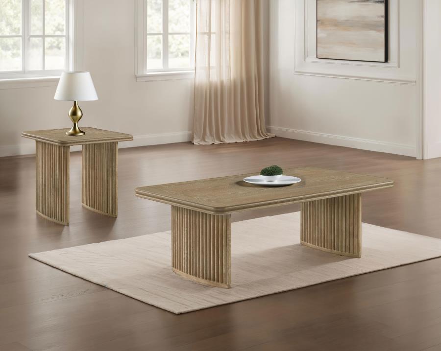 Adina 2-piece Wood Coffee Table Set Distressed Light Brown | Brown | Distressed Light Brown | 722858-S2