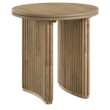 Adina Round Wood Side End Table Distressed Light Brown | Brown | Distressed Light Brown | 722937