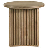 Adina Round Wood Side End Table Distressed Light Brown | Brown | Distressed Light Brown | 722937