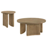 Adina 2-piece Round Coffee Table Set Distressed Light Brown | Brown | Distressed Light Brown | 722938-S2