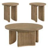 Adina 3-piece Round Coffee Table Set Distressed Light Brown | Brown | Distressed Light Brown | 722938-S3