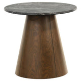 Franklin Round Wood Pedestal Side End Table Grey and Dark Brown | Grey | Grey / Dark Brown | 722977