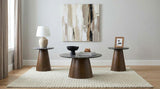 Franklin 3-piece Round Pedestal Coffee Table Set Grey and Dark Brown | 3-piece | 722978-S3