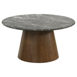 Franklin 36-inch Round Pedestal Coffee Table Grey and Dark Brown | Grey | Grey / Dark Brown | 722978