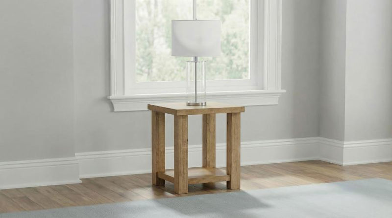 Beasley Square Wood End Side Table With Shelf Golden Oak