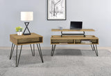 Fanning 2-piece Lift Top Coffee and End Table Set Golden Oak | 723368-S2