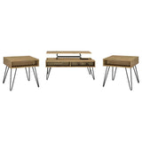 Fanning 3-piece Lift Top Coffee and End Table Set Golden Oak | 3-piece | 723368-S3