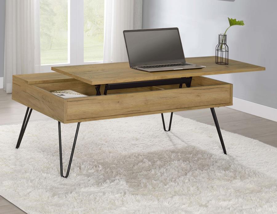Fanning Engineered Wood Lift Top Coffee Table Golden Oak | King | Brown | Golden Oak | 723368