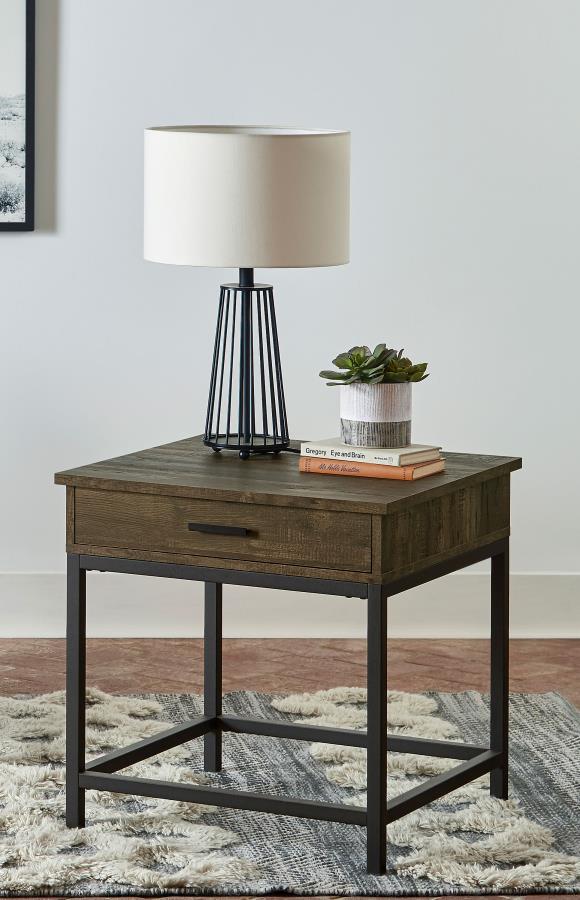 Byers 1-drawer Square Engineered Wood End Table Brown Oak | Brown | Brown Oak | 723777