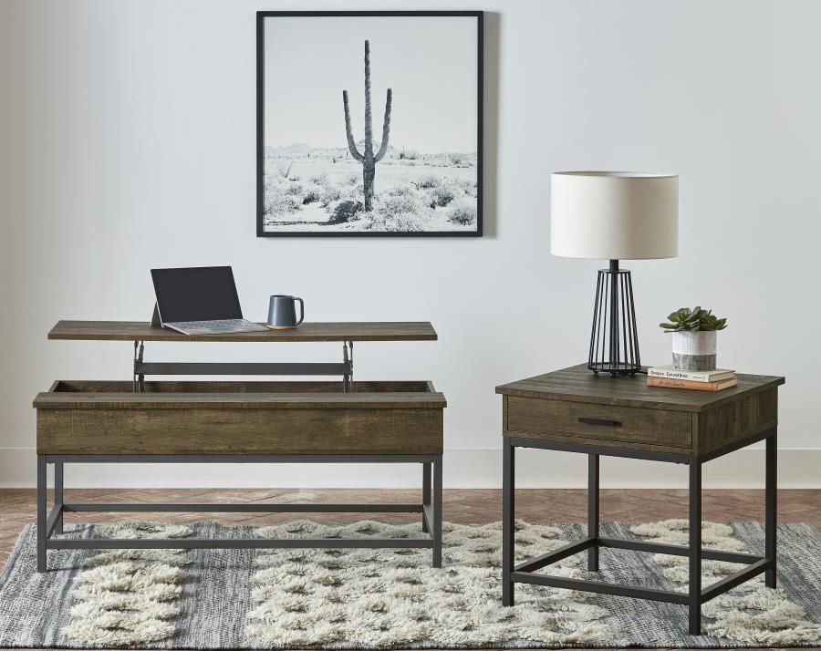 Byers 2-piece Lift Top Coffee and End Table Set Brown Oak | 723778-S2