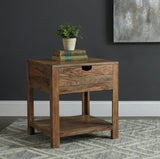 Esther 1-drawer Solid Wood Side End Table Natural Sheesham | Brown | Natural | 723887