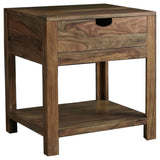 Esther 1-drawer Solid Wood Side End Table Natural Sheesham | Brown | Natural | 723887